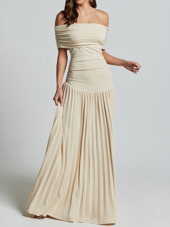 Lioness Dresses & Skirts - Lioness Field of Dreams Off Shoulder Maxi Dress Oatmeal Size S EUC